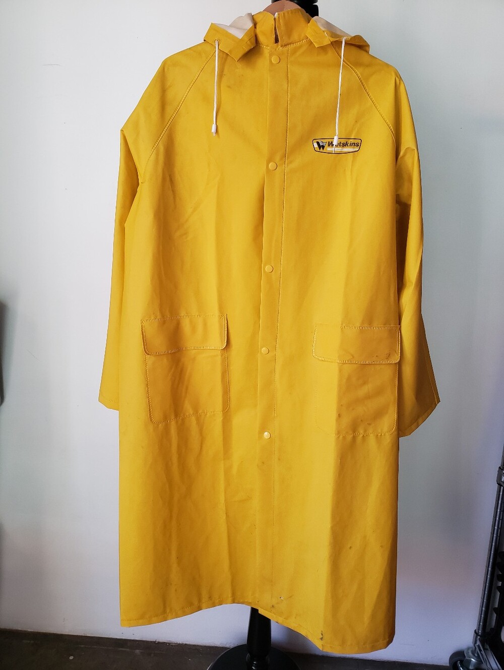 Wetskins Long Yellow Rain Jacket Trench Coat Hi Viz w Sealed Seams XL